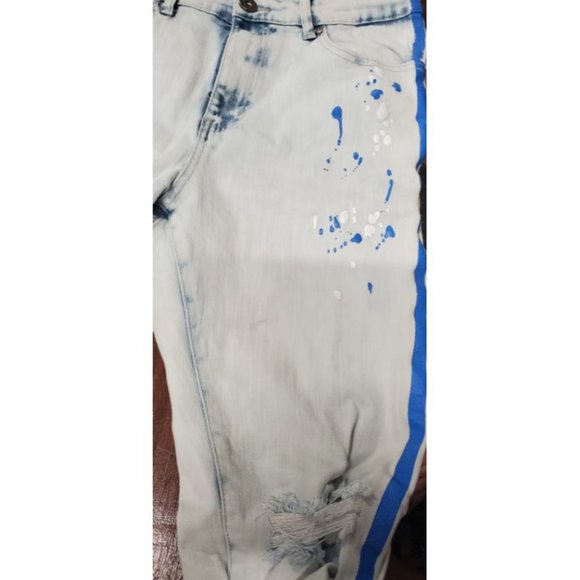 Men's HZW Biker Jean Size 34 Distressed Paint Splashed - Picture 6 of 8